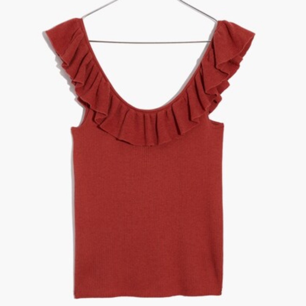 Madewell Wakeford Ruffle Sweater Tank Copper Size XS